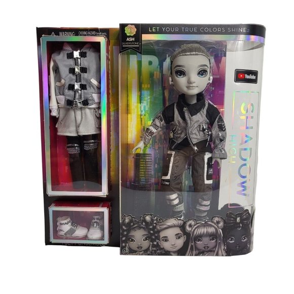 Rainbow High Shadow High Series 1 Ash Silverstone Greyscale Boy Fashion Doll New - Picture 1 of 16
